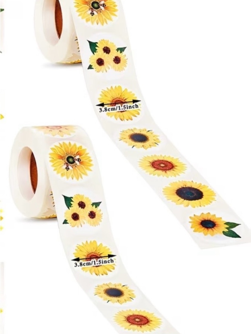 Sunflower Sticker Roll - 500/roll 1.5inches - Picture 2 of 3